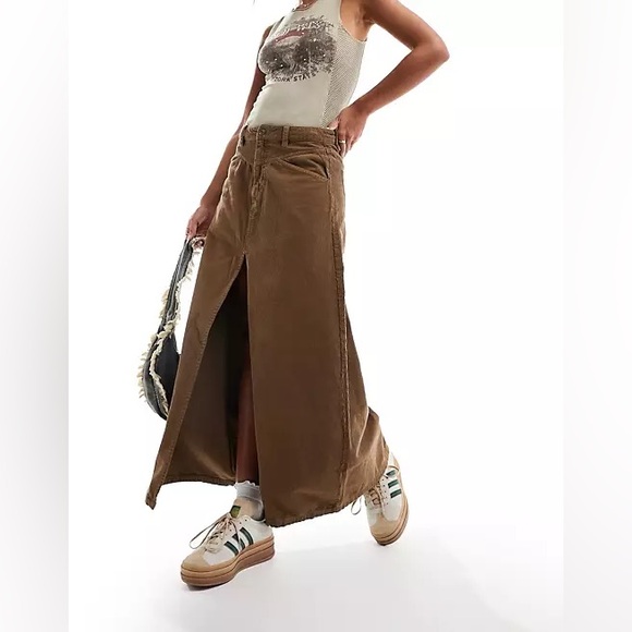 🌻🆕FREE PEOPLE As You Are Corduroy Maxi Skirt-Chocolate-Size 2 - Picture 2 of 16